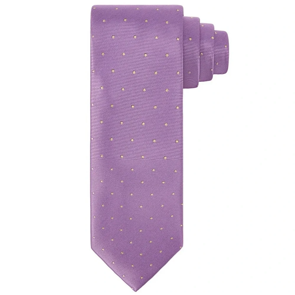 Tayion Mens Tie One Size Purple/Omega Pin Dot Formal Necktie Luxury NWT